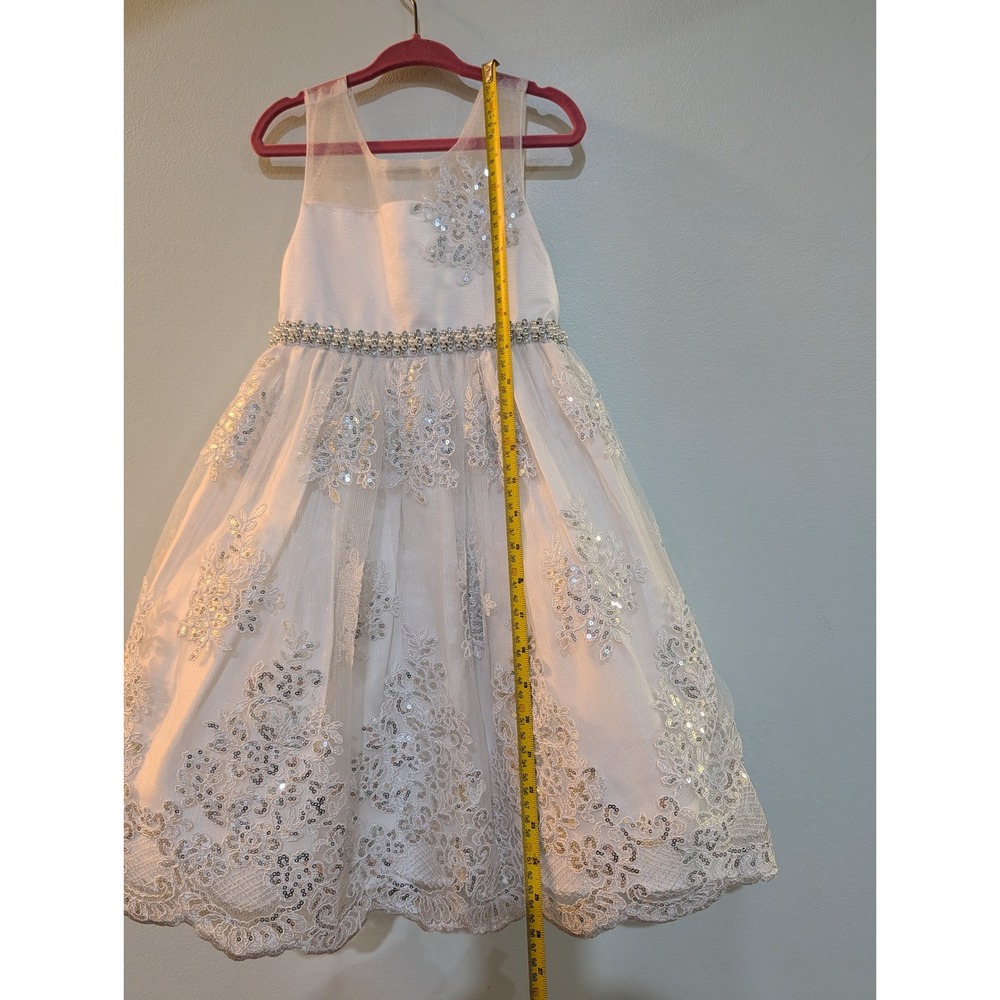 American Princess Size 4 White Lace Sequin Dress Angelcore Coquette Flower Girl - Picture 16 of 16